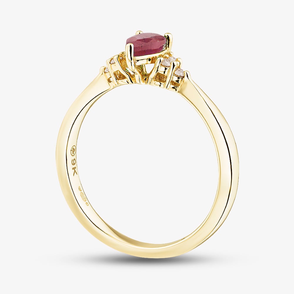 9ct Yellow Gold Ruby & Diamond Teardrop Cluster Ring 4454-10 RUBY