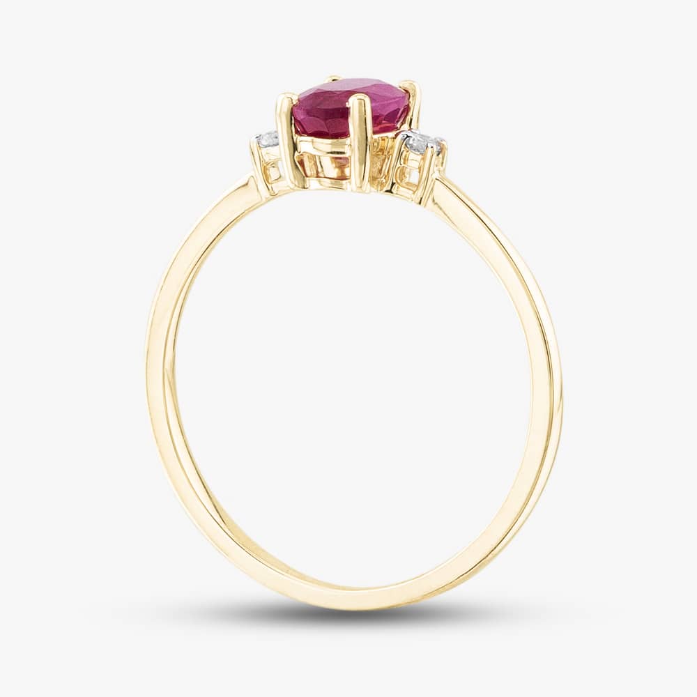 9ct Yellow Gold 0.60ct Oval Cut Ruby & 0.03ct Diamond Shoulder Set Solataire Ring THR40125-RD (YG)