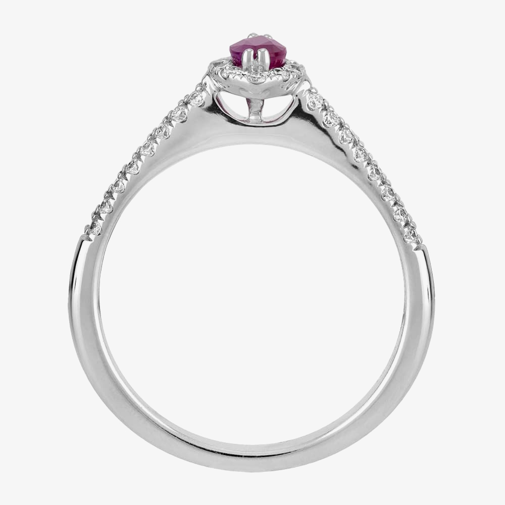9ct White Gold Marquise-cut Ruby and Diamond Cluster Ring R4100-63 W 9
