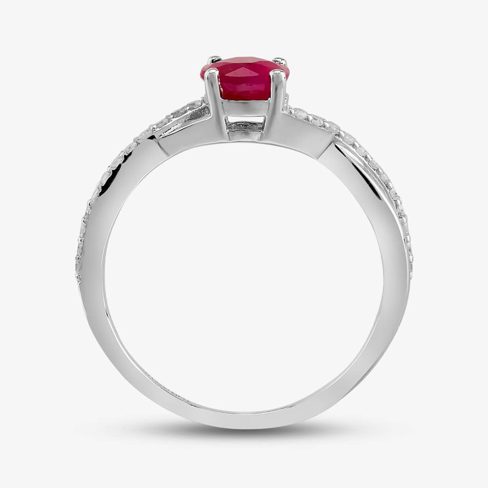 9ct White Gold Ruby & Diamond Crossover Ring OJR1703-R 