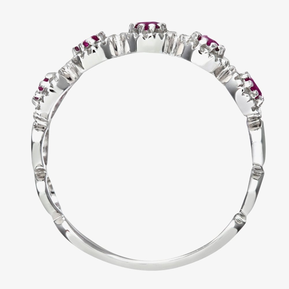 9ct White Gold Ruby Diamond Cluster Ring PR06629W RU