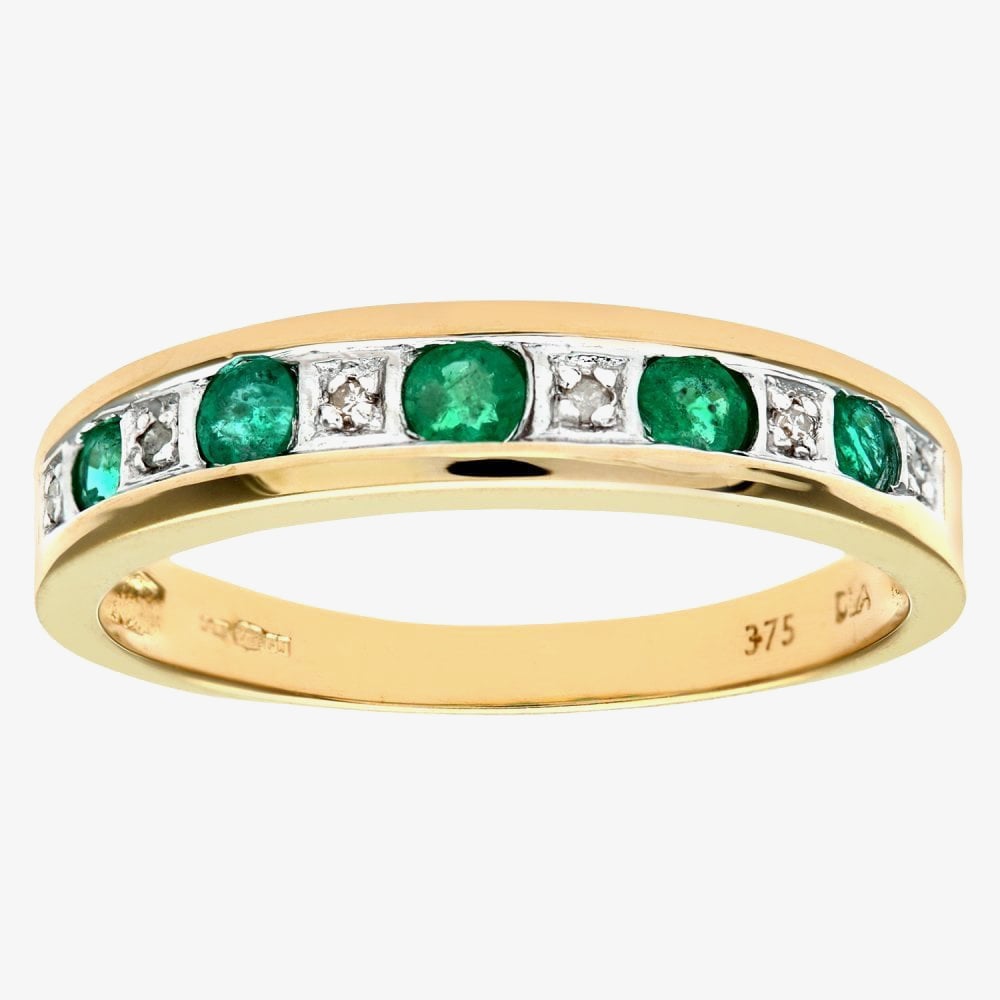 9ct Yellow Gold Emerald Half Eternity Ring PR03027Y EM