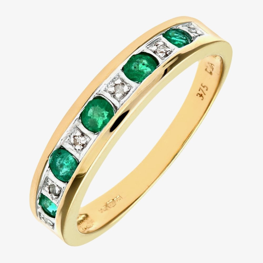 9ct Yellow Gold Emerald Half Eternity Ring PR03027Y EM
