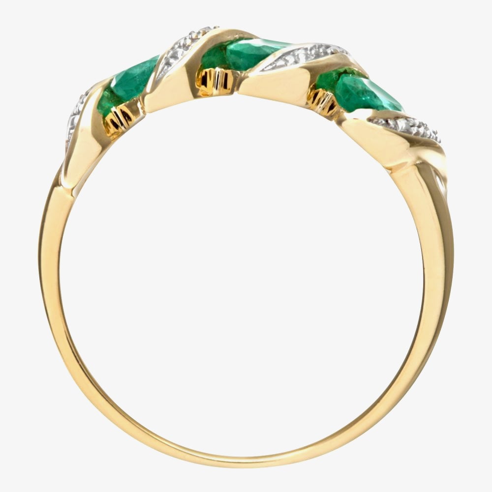 9ct Yellow Gold Emerald Swirl Half Eternity Ring PR06270Y EM