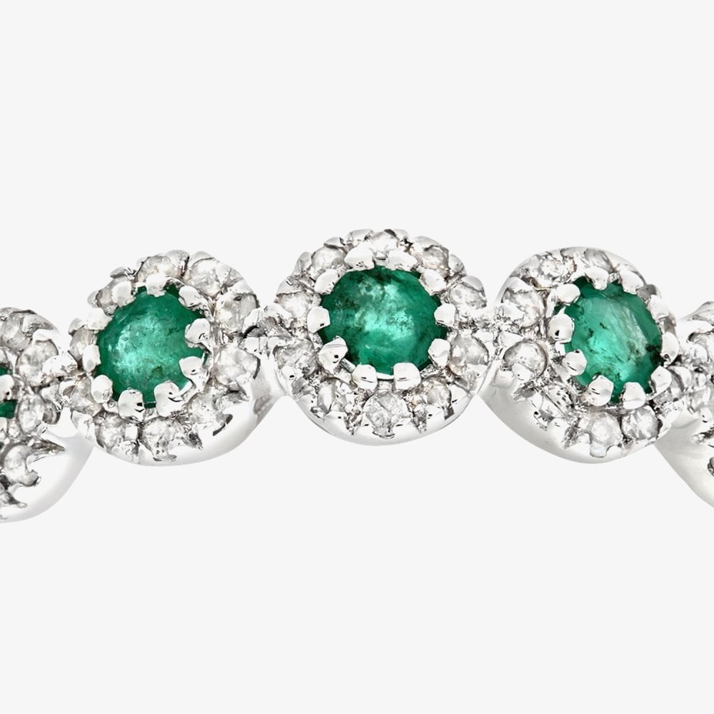 9ct White Gold Emerald & 0.20ct Diamond Cluster Ring PR06629W EM