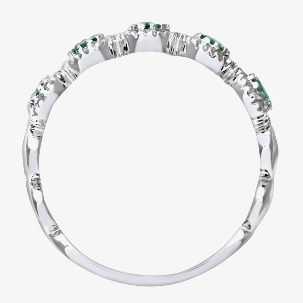 9ct White Gold Emerald & 0.20ct Diamond Cluster Ring PR06629W EM