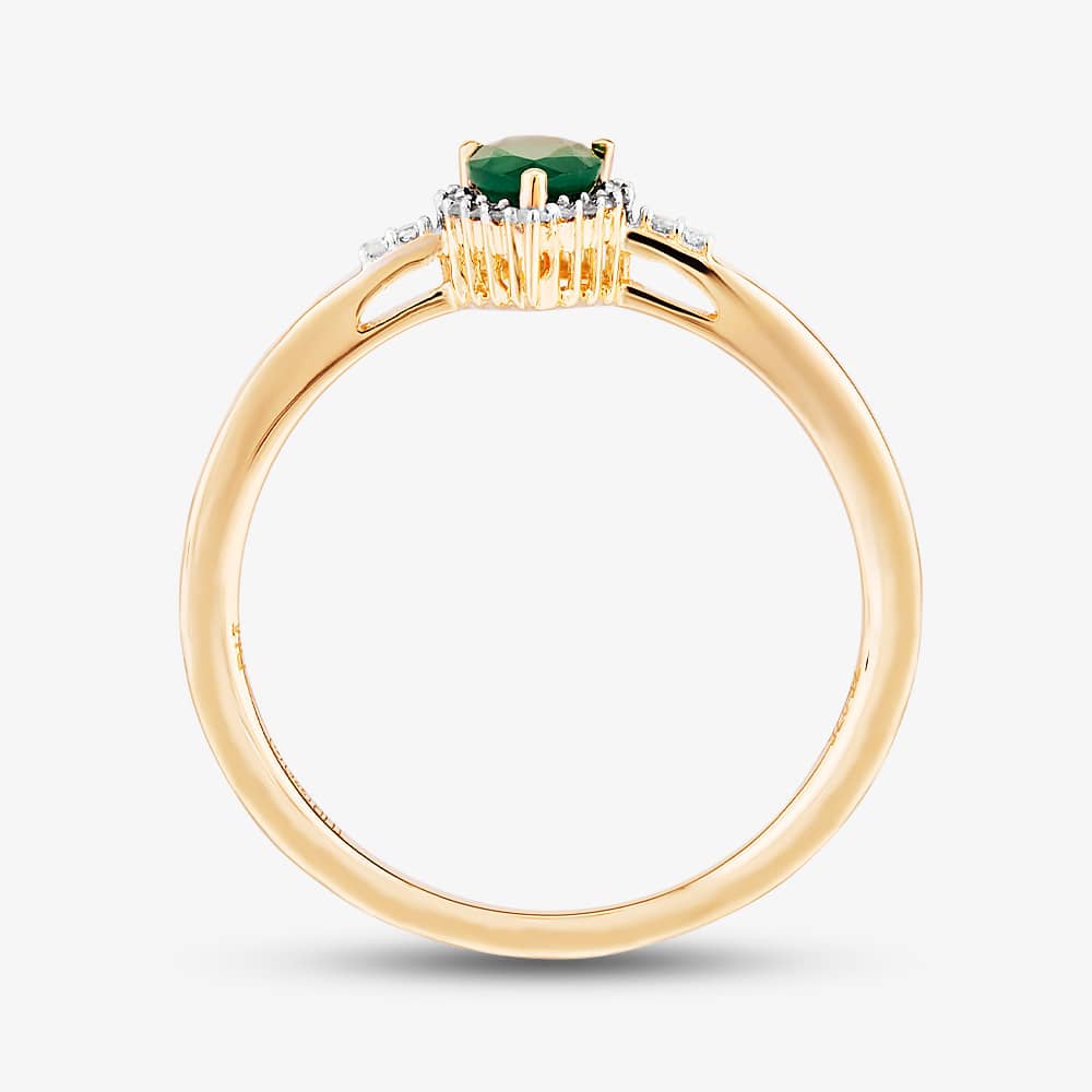 9ct Yellow Gold Pear-cut Emerald and Diamond Cluster Ring VR0S604-9KY EM