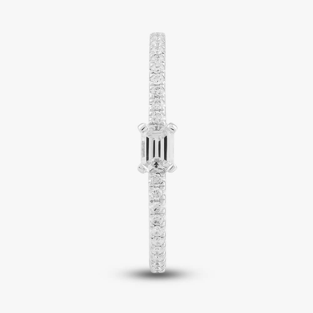 18ct White Gold Emerald & Brilliant Cut Diamond Shoulder Set Solitaire Ring R26806GW18DD001