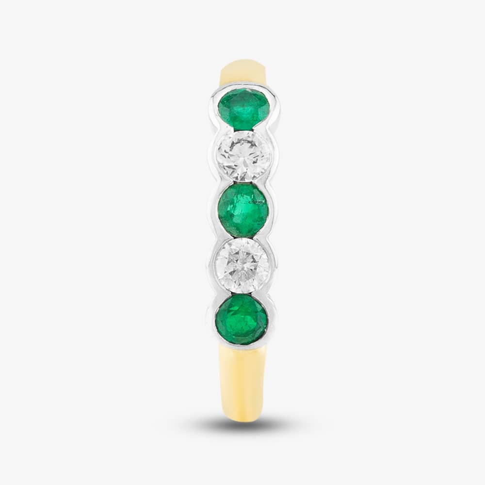 18ct Yellow Gold Brilliant Cut Emerald & Diamond Five Stone Ring 43680