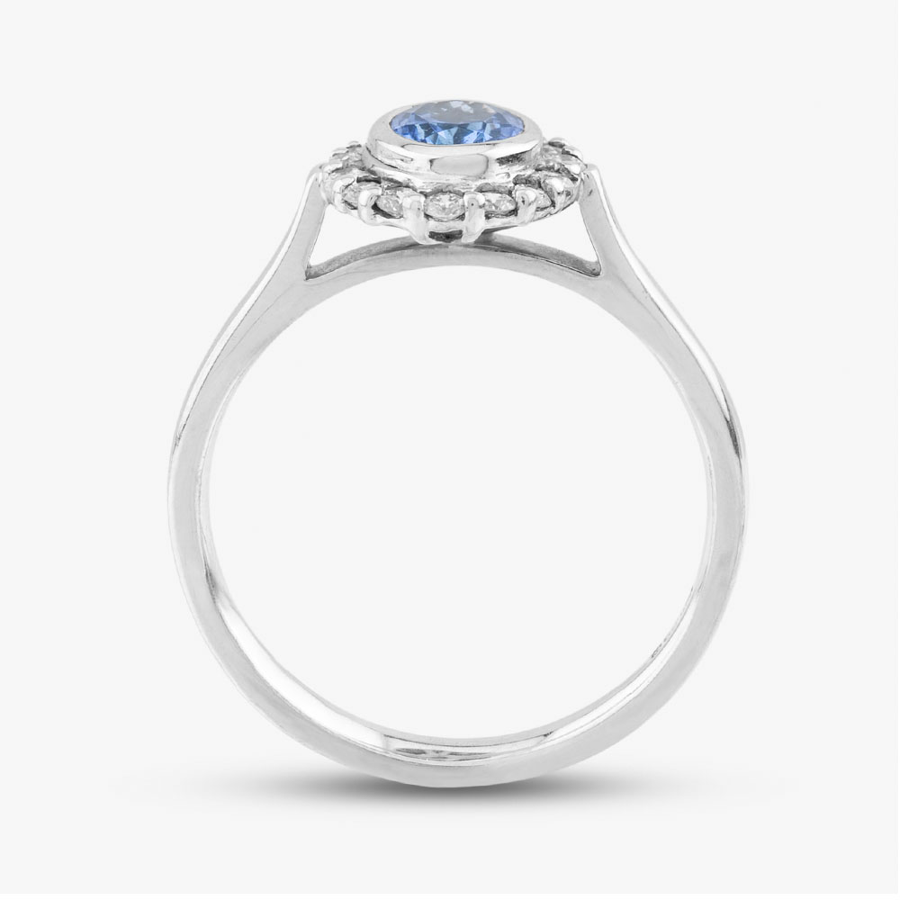 9ct White Gold Oval Cut Tanzanite & Brilliant Cut Diamond Halo Ring 10-80-567/25-04-228 N