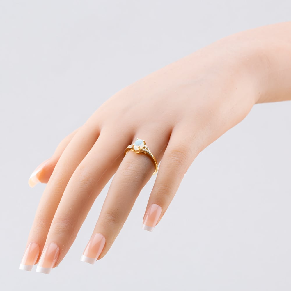 Gold Impression 9ct Yellow Gold Opal Diamond Shoulder Set Solitaire Ring RJR04809