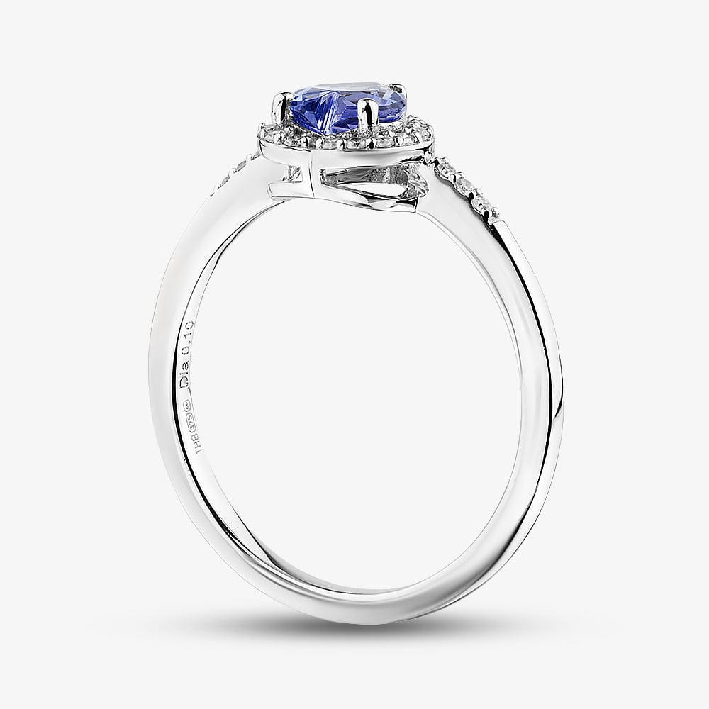 Gold Impression 9ct White Gold Tanzanite & Diamond Heart Cluster Ring RJR04754-TA