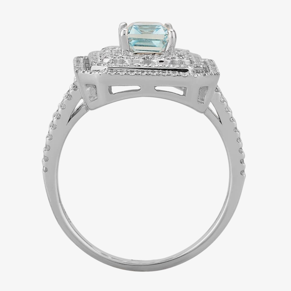 18ct White Gold Fancy Aquamarine and Diamond Cluster Ring NTR992AQD-18W N