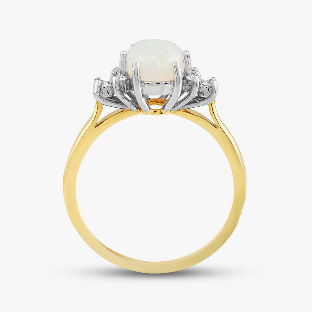 18ct Yellow Gold Oval Opal & Diamond Shoulder Set Ring 59010OPG8 L