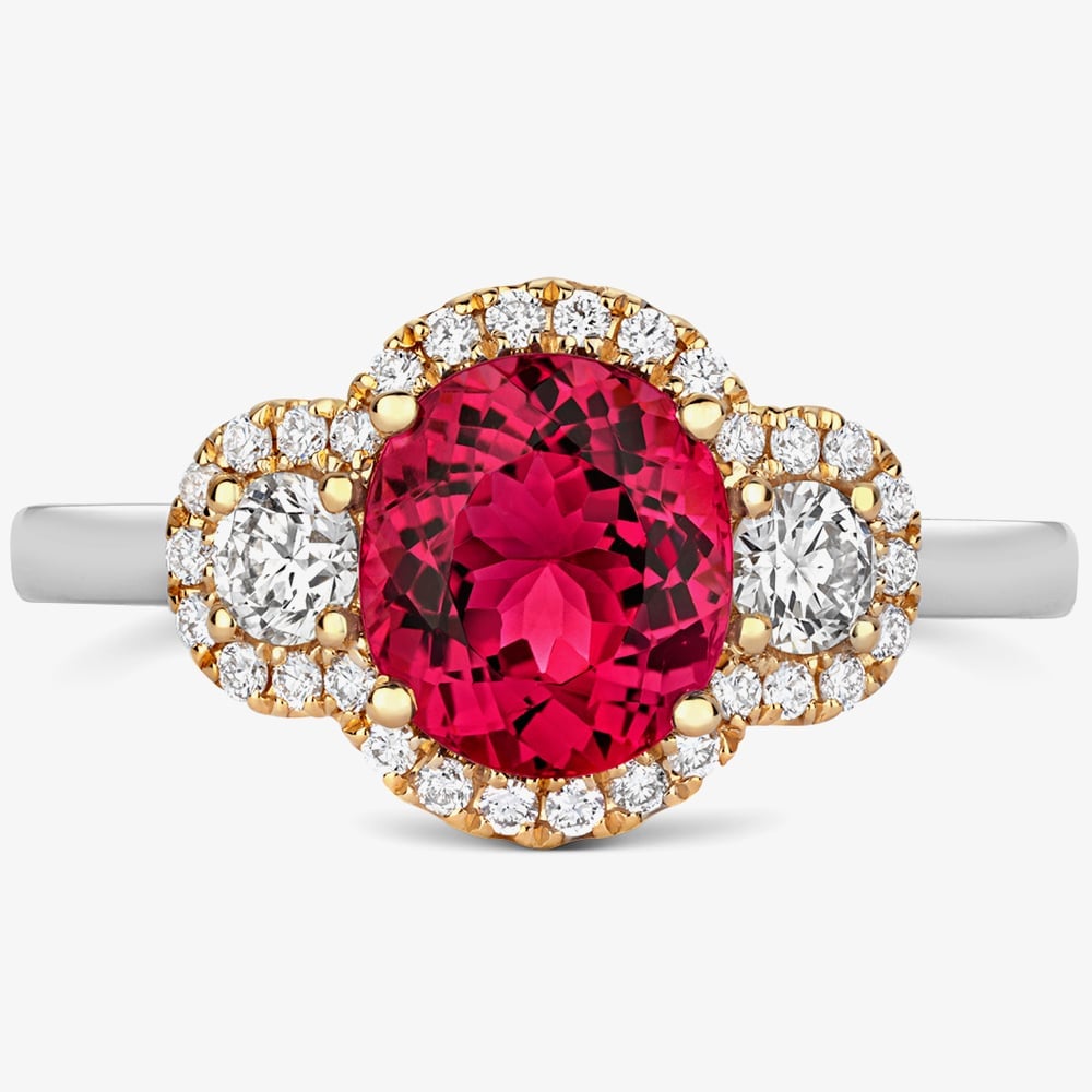 Product photograph of Tivon 18ct Two Colour Pink Tourmaline Amp Diamond Cluster Ring Rtt-1746-pt N from The Jewel Hut