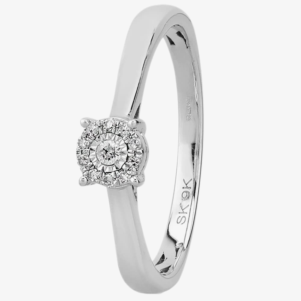 9ct White Gold 0.05ct Diamond Cluster Ring THR14566-05