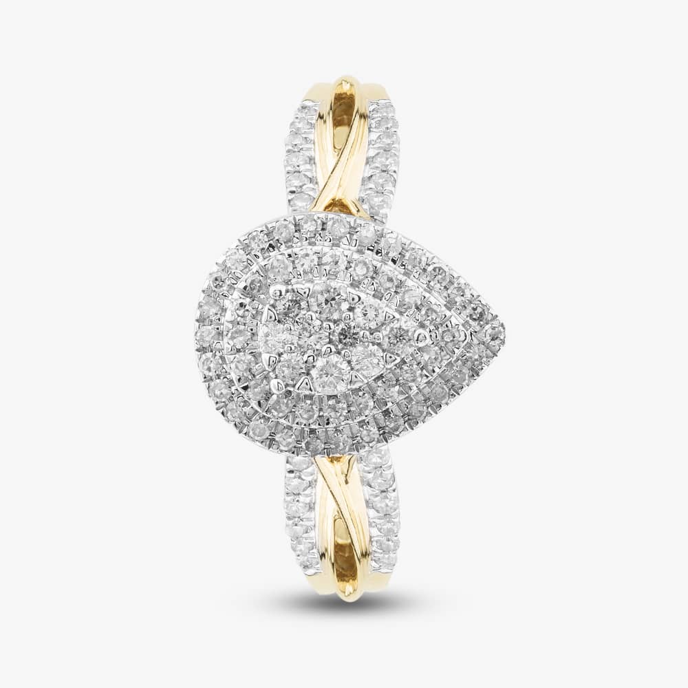 9ct Yellow Gold 0.50ct Brilliant Cut Diamond Shoulder Set Cluster Ring THR38311-50NJ(YG)