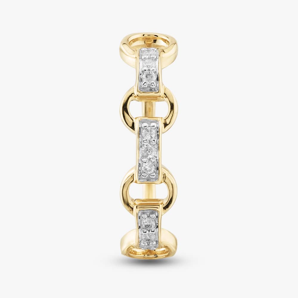 9ct Yellow Gold 0.06ct Brilliant Cut Diamond Link Shaped Ring THR41642-06 L