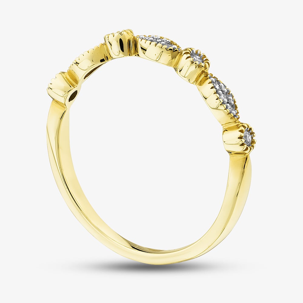 Pure Brilliance 9ct Yellow Gold 0.07ct Marquise & Brilliant Cut Diamond Ring THR12012