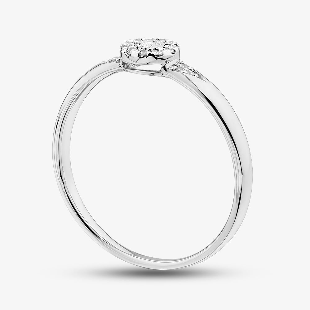 Pure Brilliance 9ct White Gold 0.08ct Brilliant Cut Diamond Cluster Shoulder Set Ring THR44876-08 (WG)