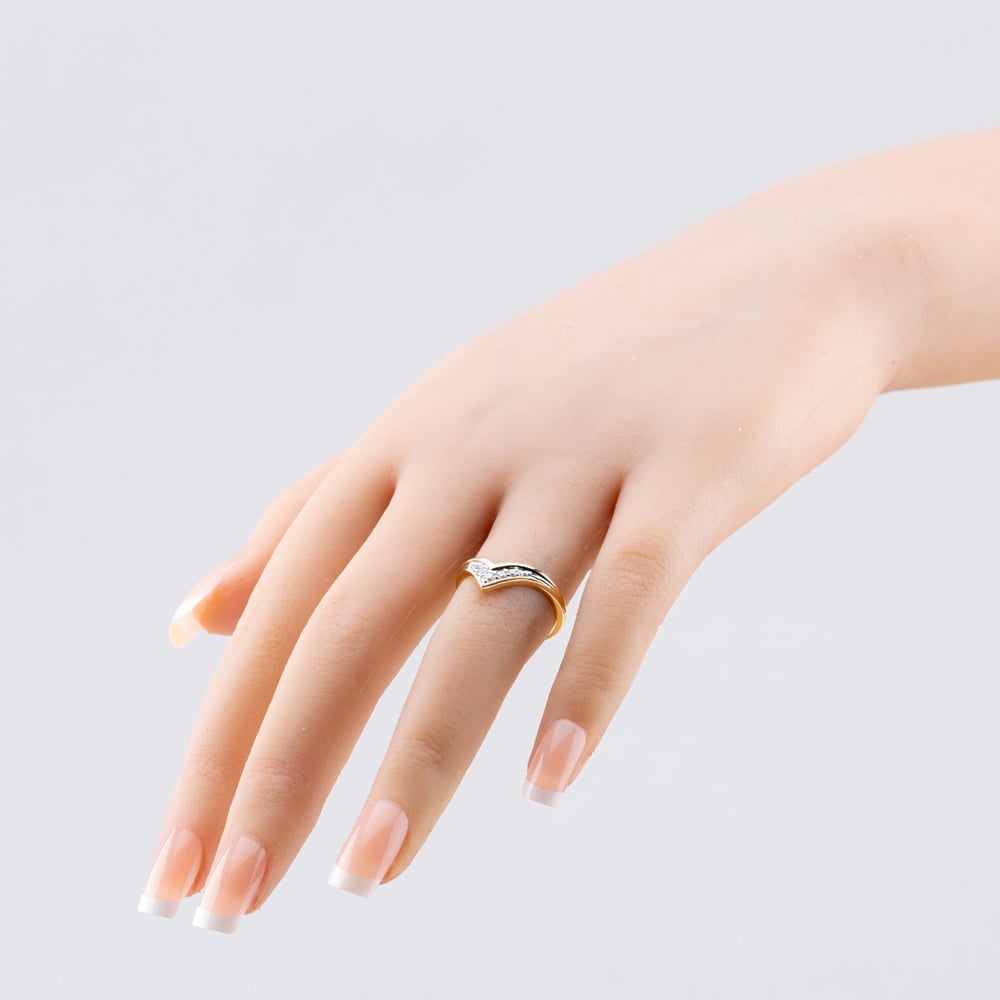Pure Brilliance 9ct Yellow Gold 0.15ct Brilliant Cut Diamond Ribbed Wishbone Ring THR35734-15