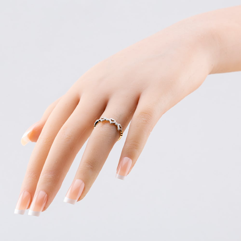 Pure Brilliance 9ct Yellow Gold 0.10ct Brilliant Cut Pave Set Diamond Multi Heart Ring THR29464-10