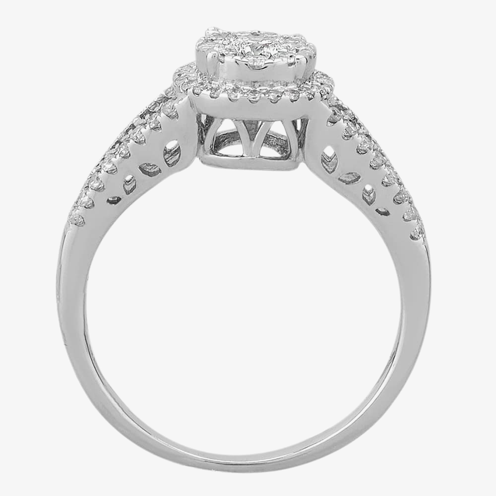 Pure Brilliance 9ct White Gold 0.50ct Diamond Halo Cluster Ring THR15202-50