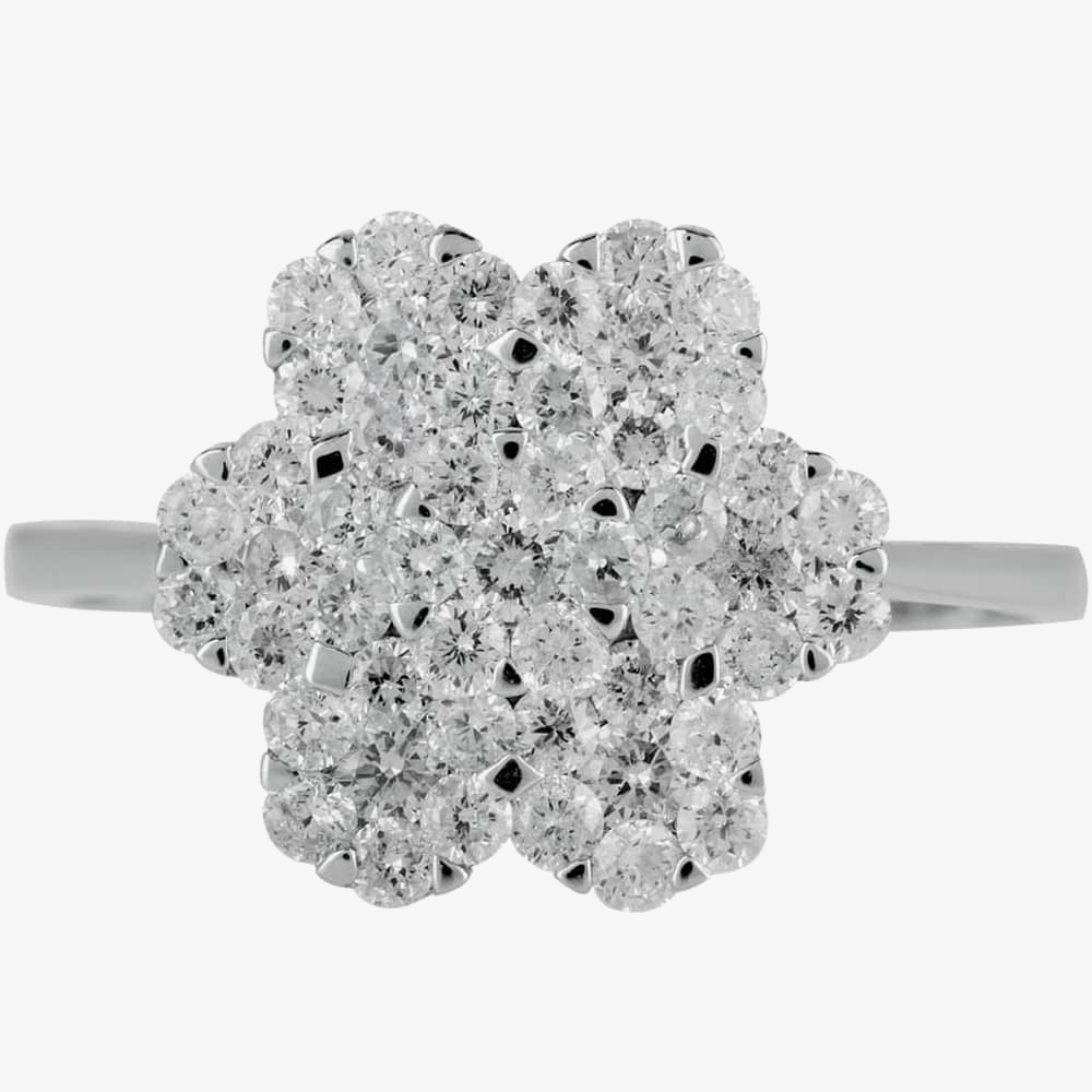 9ct White Gold Diamond Flower Cluster Ring BLPJR0217-D