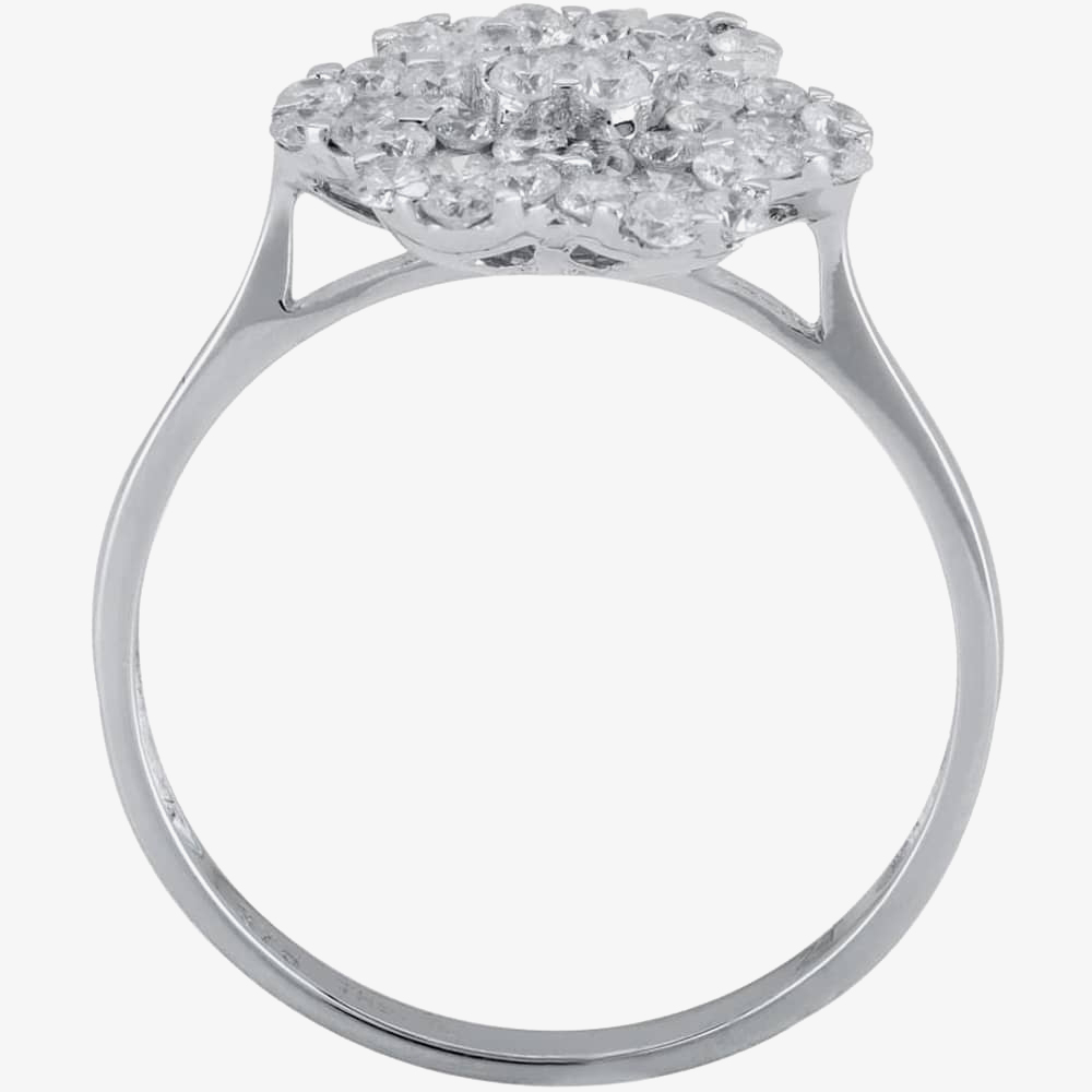 9ct White Gold Diamond Flower Cluster Ring BLPJR0217-D