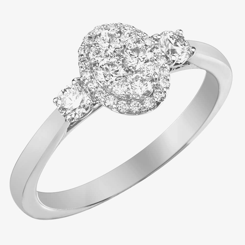 White Gold Oval 0.5ct Diamond Shoulder Cluster Ring 31139YW/50-9