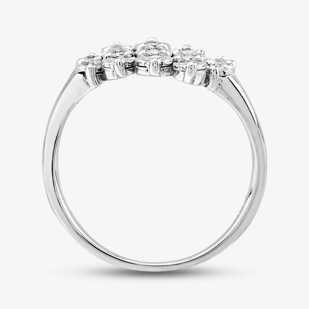  9ct White Gold 0.25ct Wave Cluster Ring 52F99W/25-10 