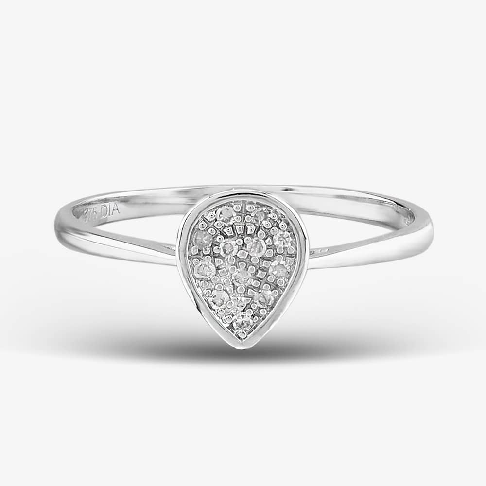 9ct White Gold Pear Shaped Diamond Cluster Ring PR09836