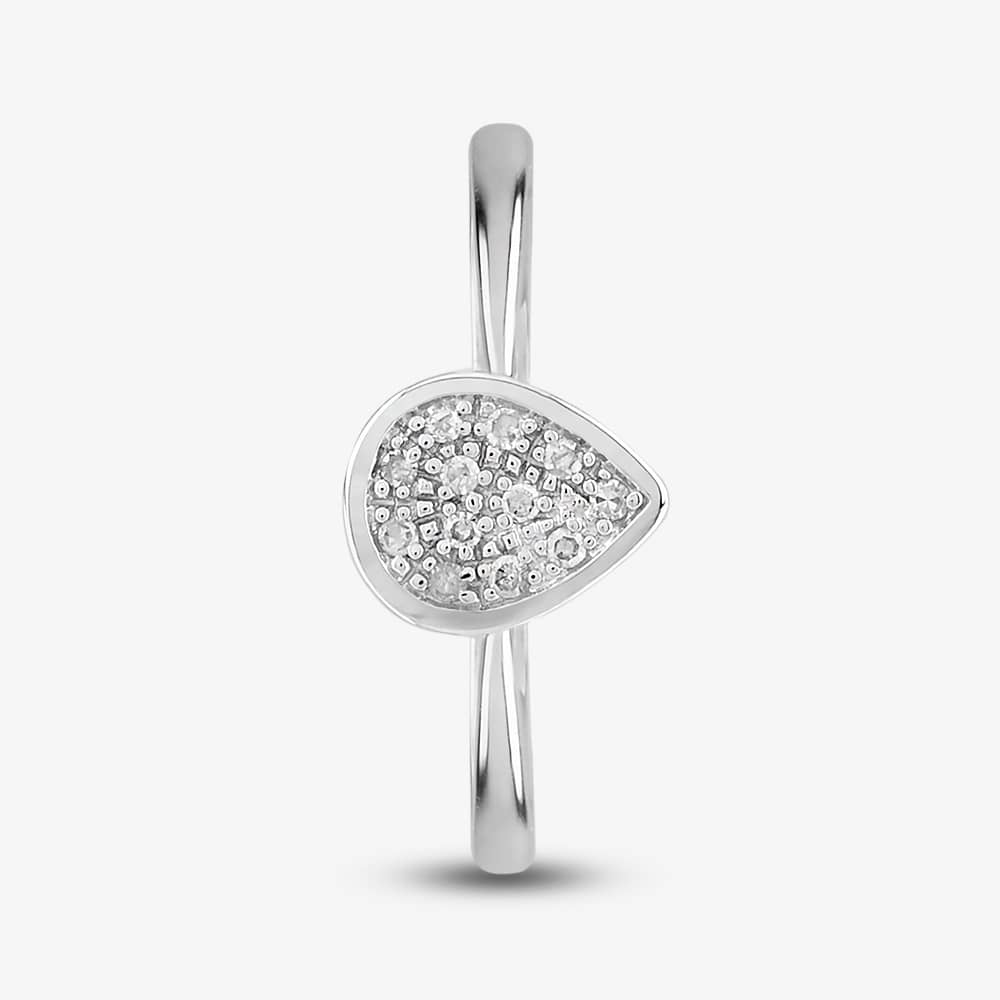 9ct White Gold Pear Shaped Diamond Cluster Ring PR09836