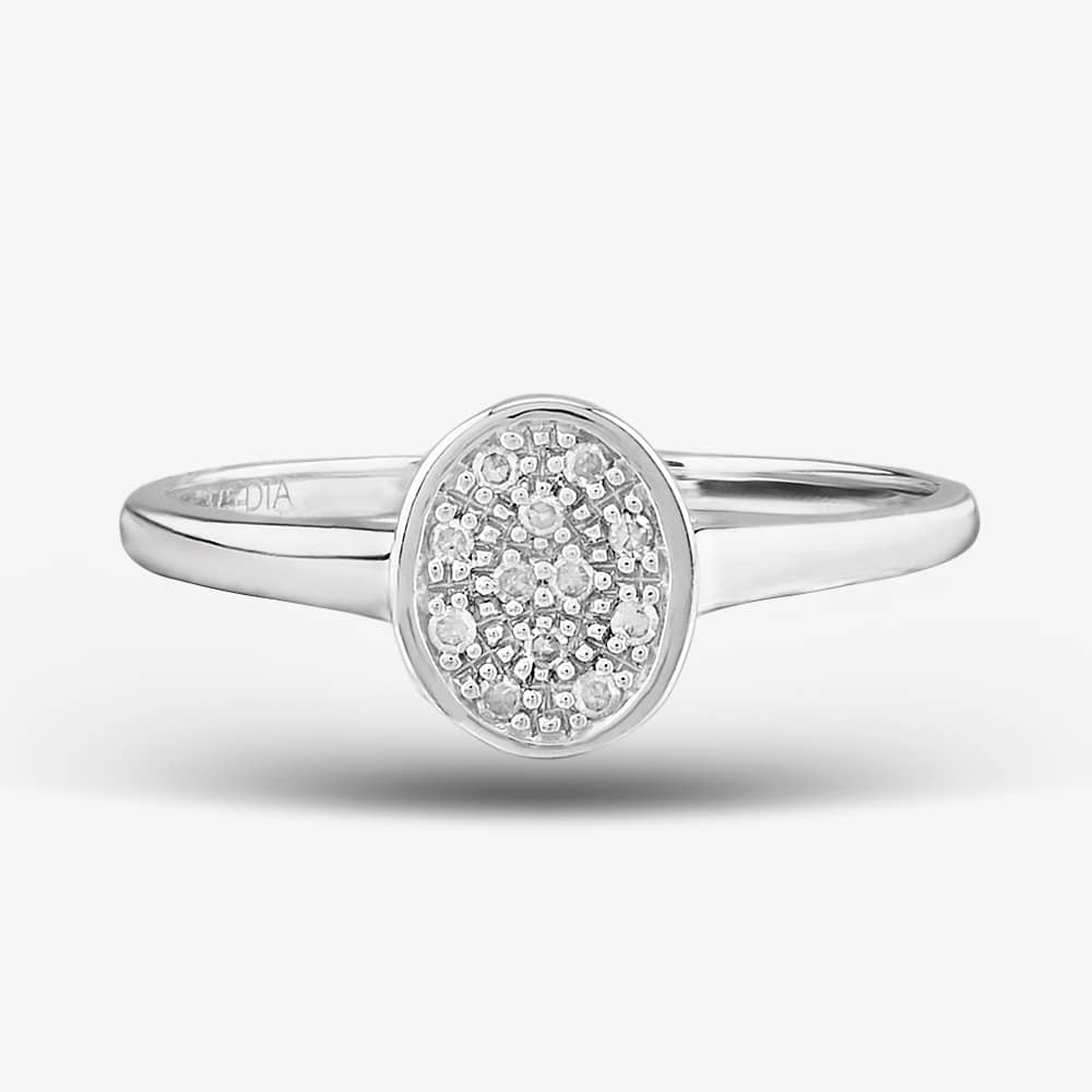 9Ct White Gold Oval Shaped Diamond Cluster Ring PR09837