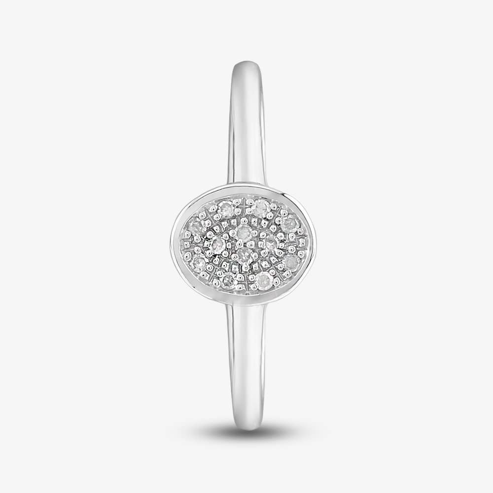 9Ct White Gold Oval Shaped Diamond Cluster Ring PR09837