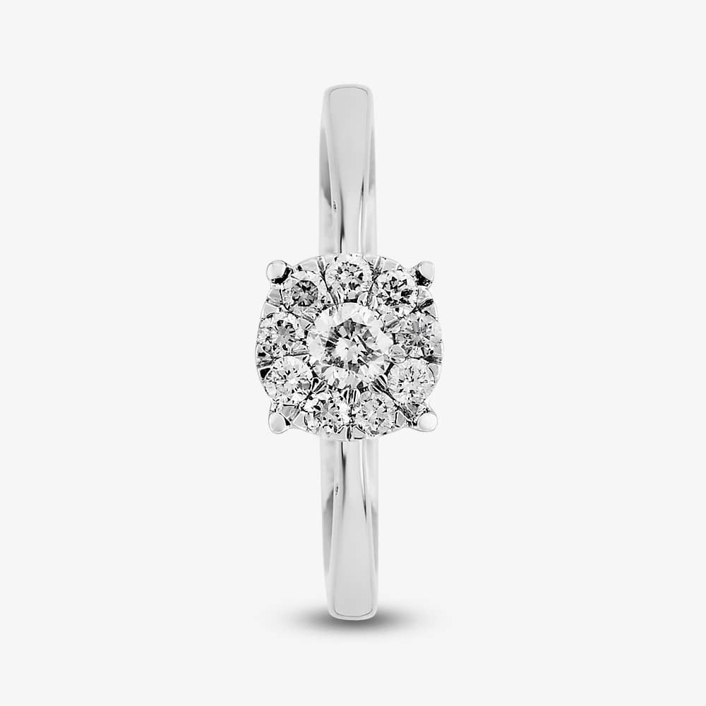 Pure Brilliance 9ct White Gold 0.33ct Diamond Cluster Ring THR3146-33