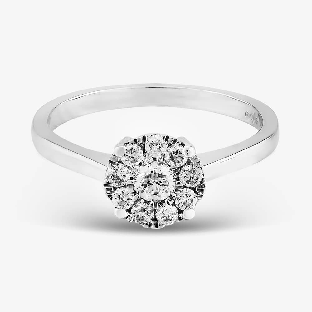 9ct White Gold 0.50ct Diamond Cluster Ring THR2963-50