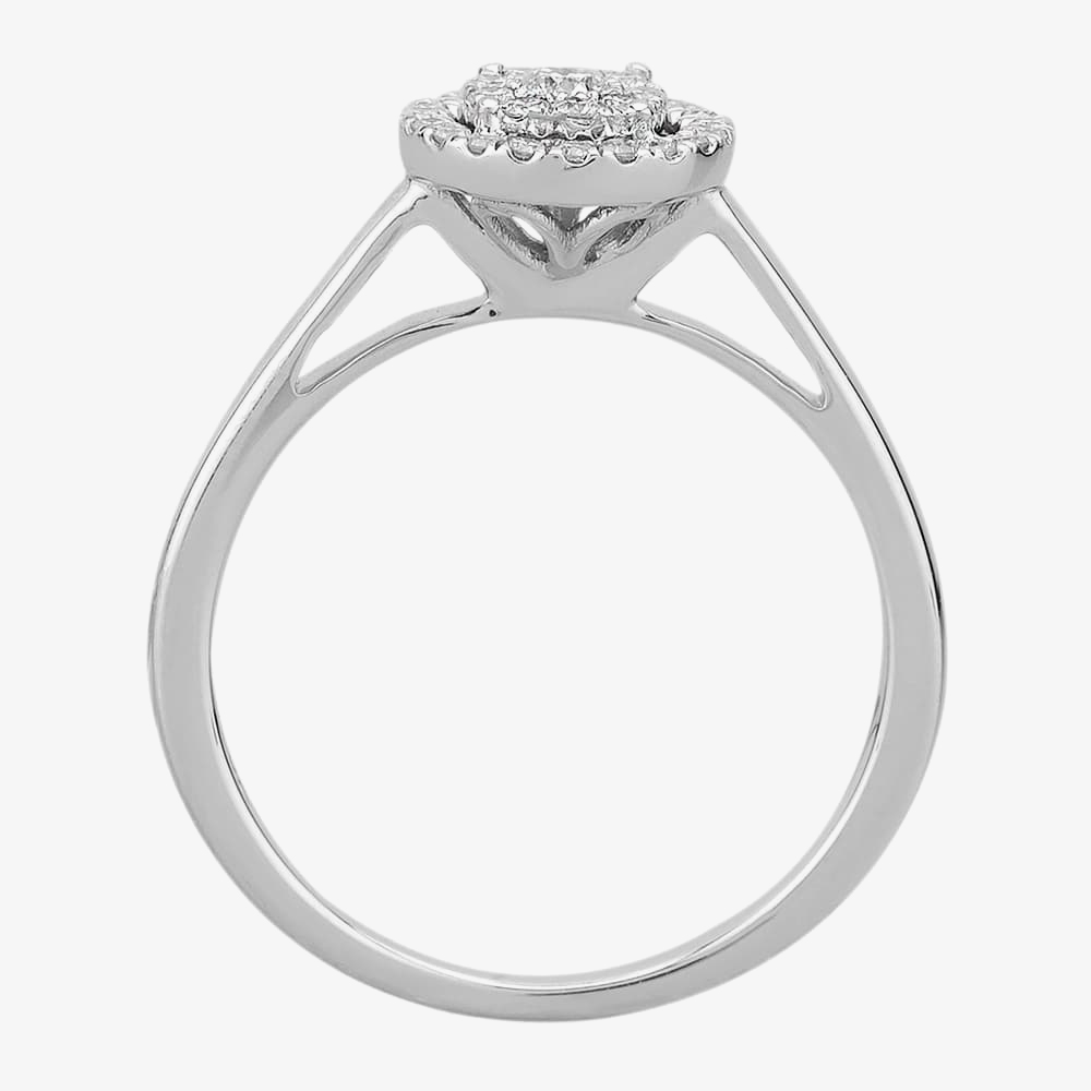 9ct White Gold 0.25ct Diamond Halo Cluster Ring THR10925-25