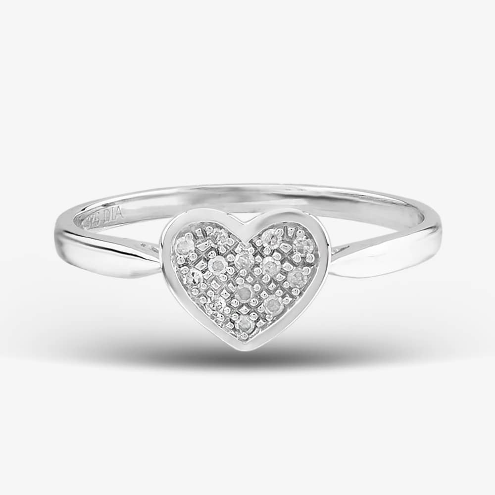 9Ct White Gold Heart Shaped Diamond Cluster Ring PR09838