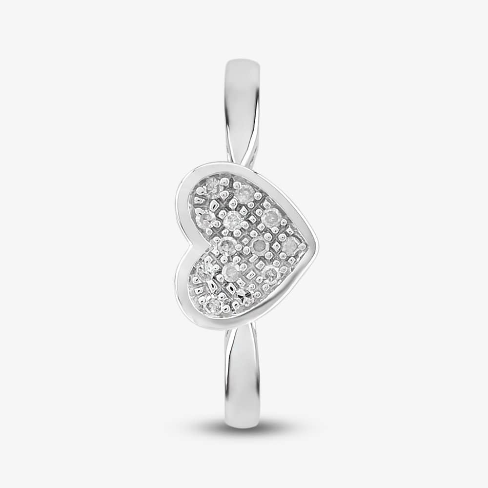 9Ct White Gold Heart Shaped Diamond Cluster Ring PR09838