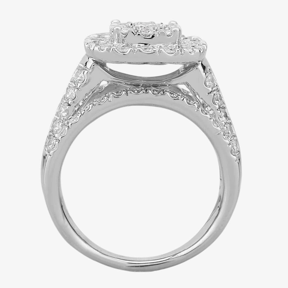 9ct White Gold 2.00ct Diamond Shouldered Cushion Cluster Ring THR18930-200