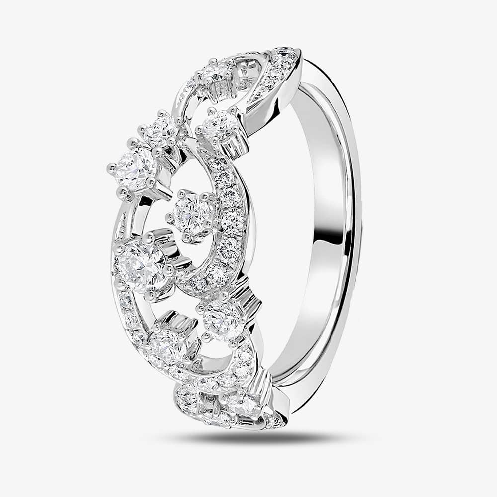Product photograph of 18ct White Gold 0 77ct Diamond Fancy Swirl Band Ring Lg213 Ra N from The Jewel Hut