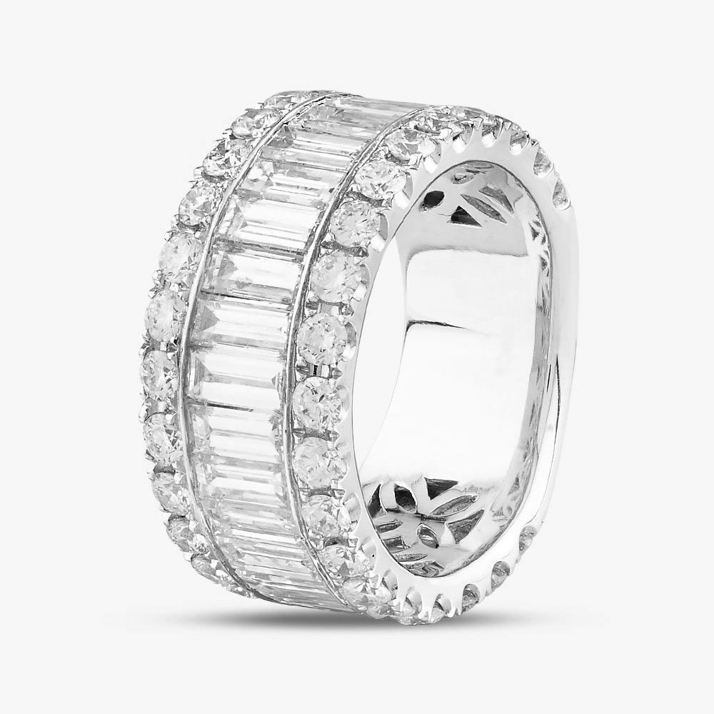 Product photograph of 18ct White Gold 4 73ct Baguette Amp Brilliant Cut Diamond Full Eternity Ring Hfvs 18kw from The Jewel Hut