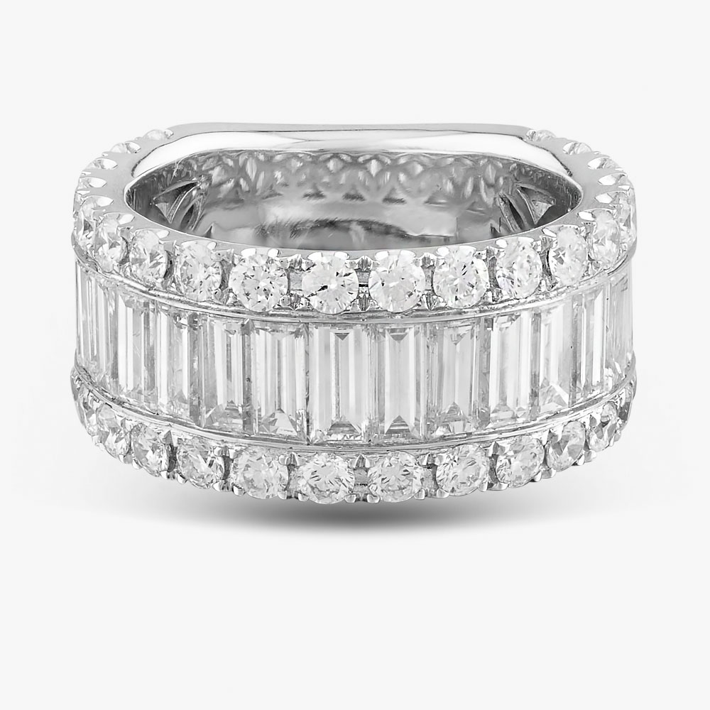 18ct White Gold 4.73ct Baguette & Brilliant Cut Diamond Full Eternity Ring HFVS 18KW