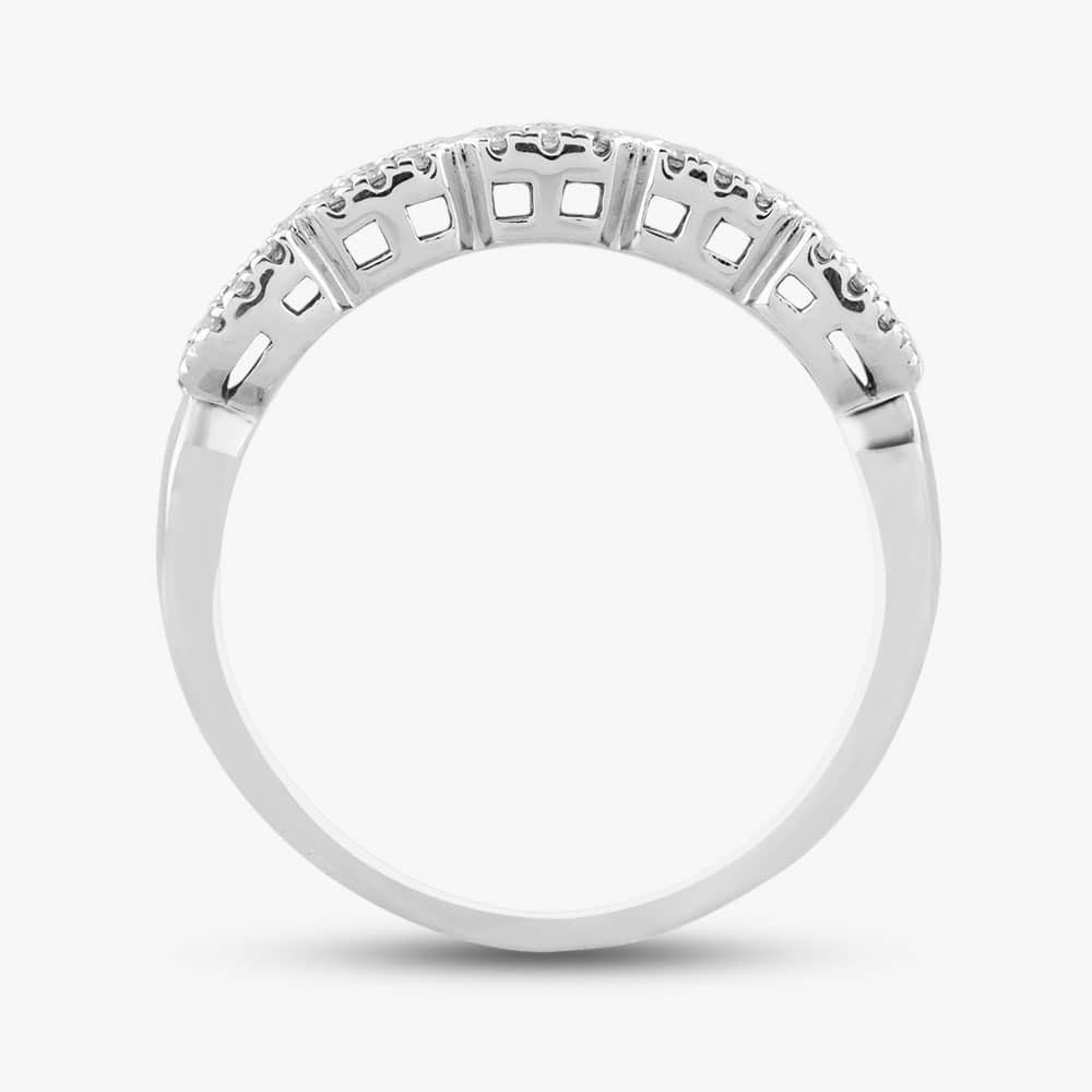 18ct White Gold 0.58ct Baguette & Brilliant Cut Diamond Half Eternity Ring R33995 18KW