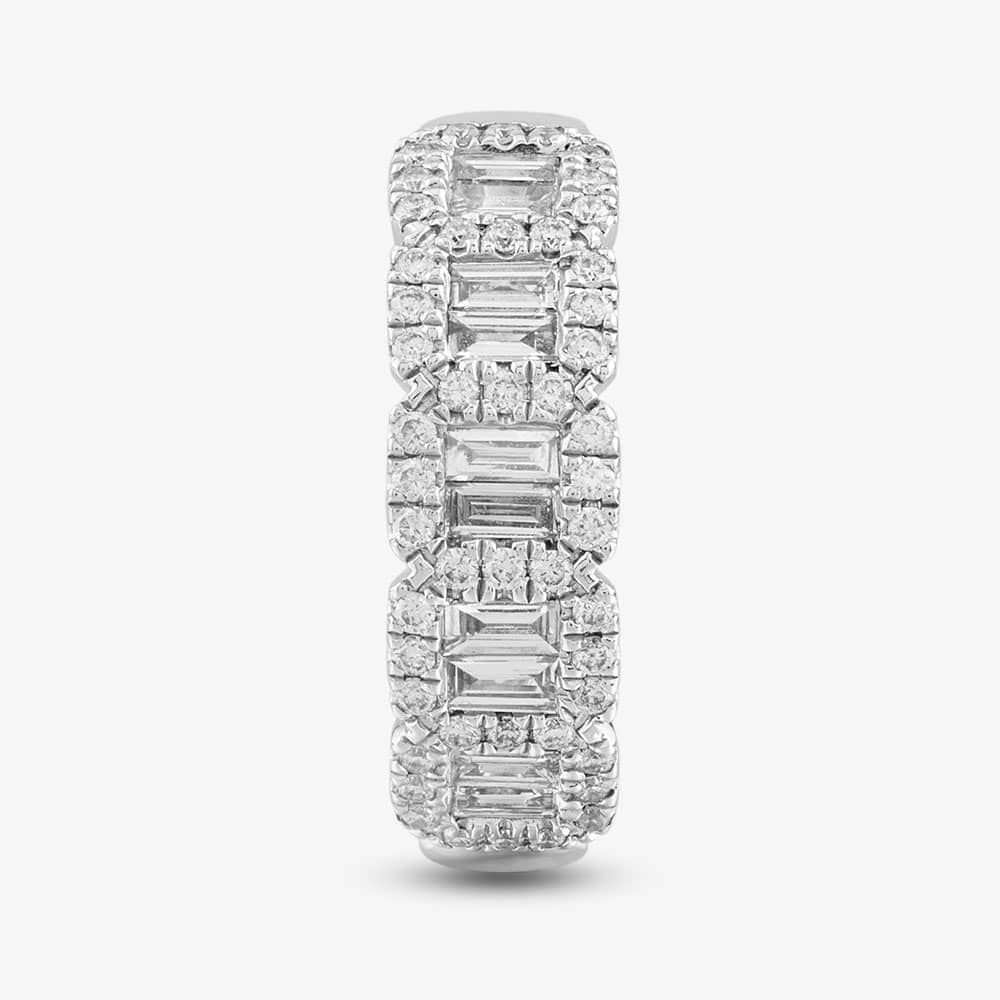 18ct White Gold 0.58ct Baguette & Brilliant Cut Diamond Half Eternity Ring R33995 18KW