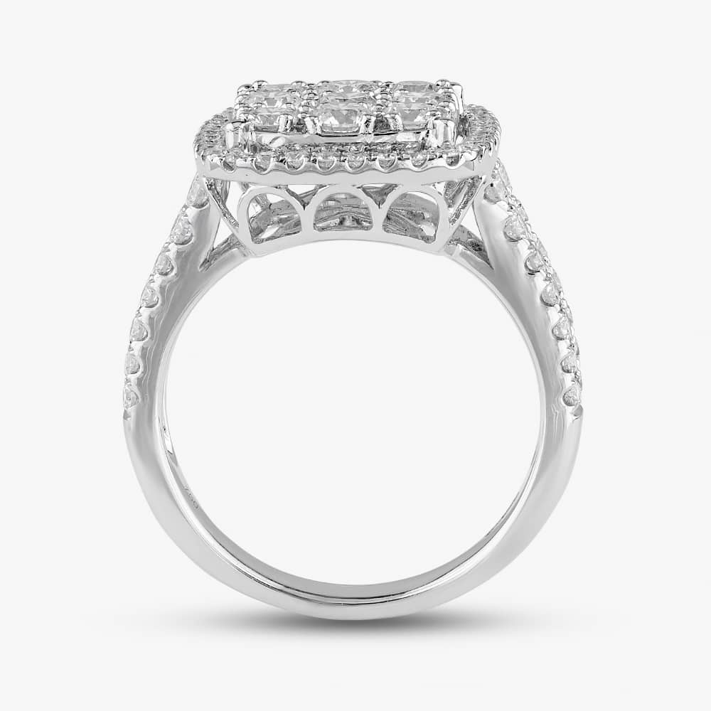 18ct White Gold 1.73ct Brilliant Cut Diamond Square Cluster Ring R27413GW18DD