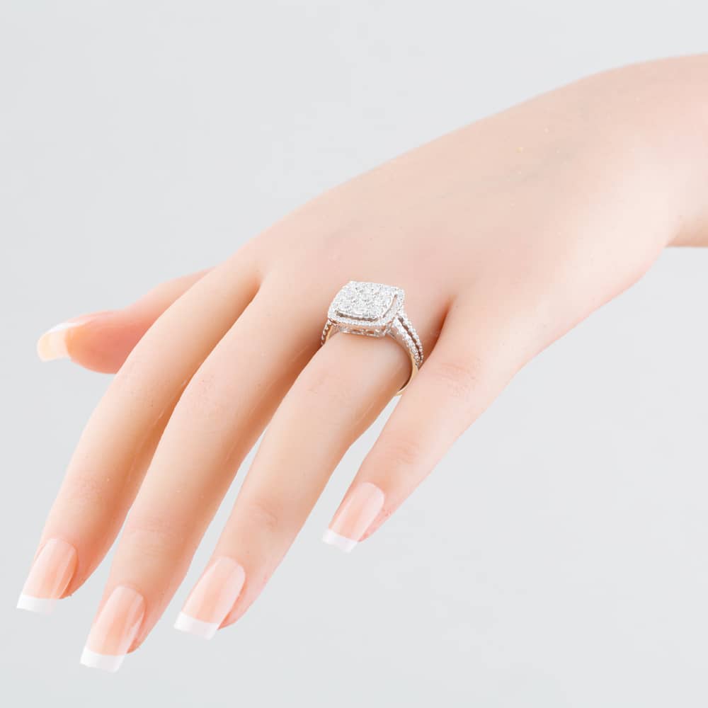 18ct White Gold 1.73ct Brilliant Cut Diamond Square Cluster Ring R27413GW18DD