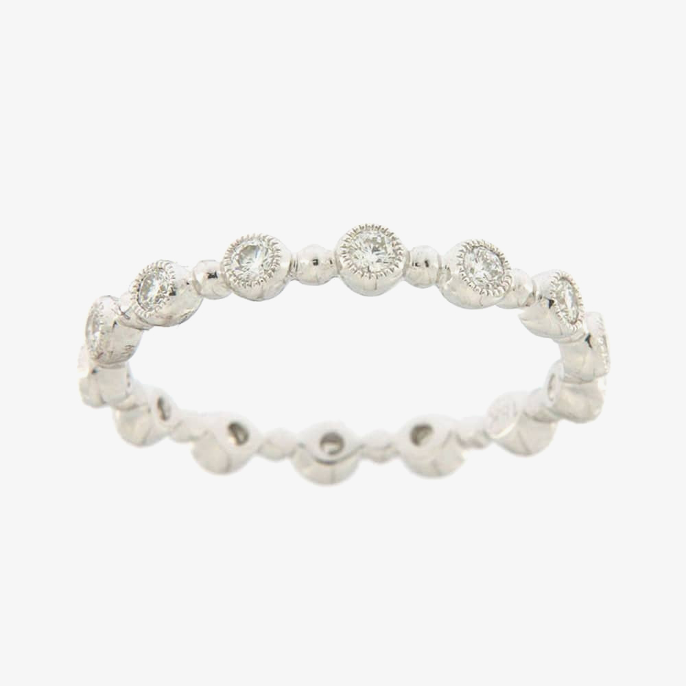 Product photograph of Ungar Amp Ungar 18ct White Gold Amp Diamond 0 40ct Beaded Full Eternity Ring 8wr10008dd from The Jewel Hut