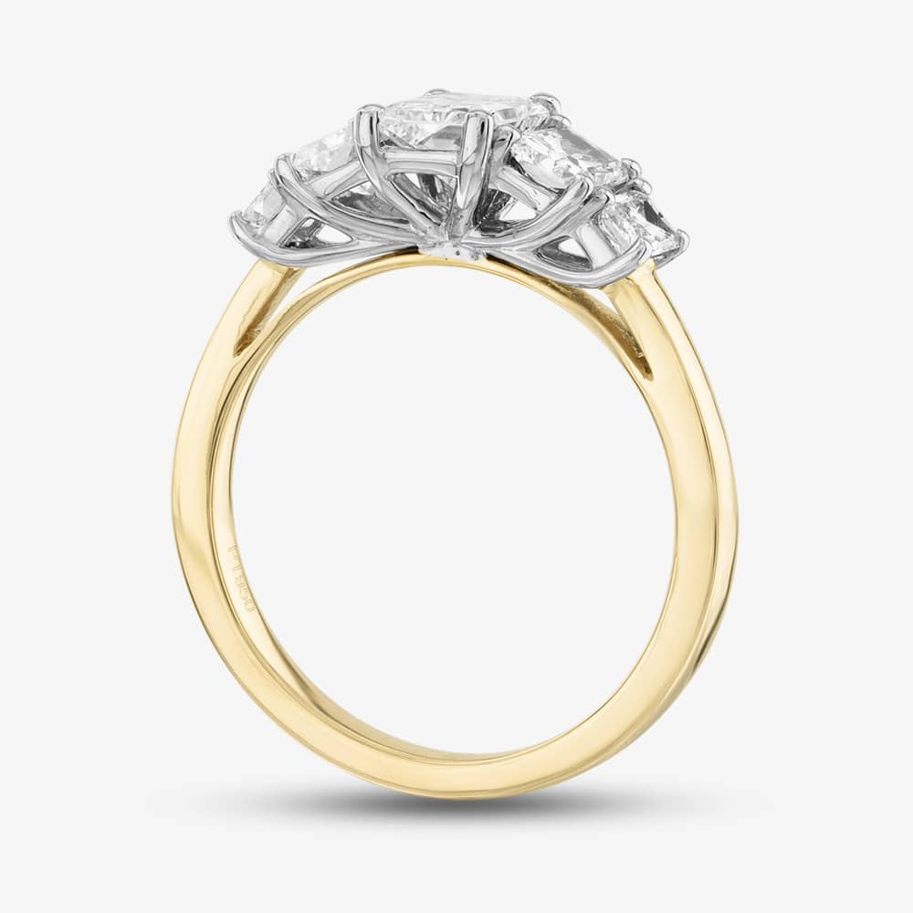 18ct Yellow Gold Certified 1.63ct Radiant Cut Diamond Five Stone Ring RN10763